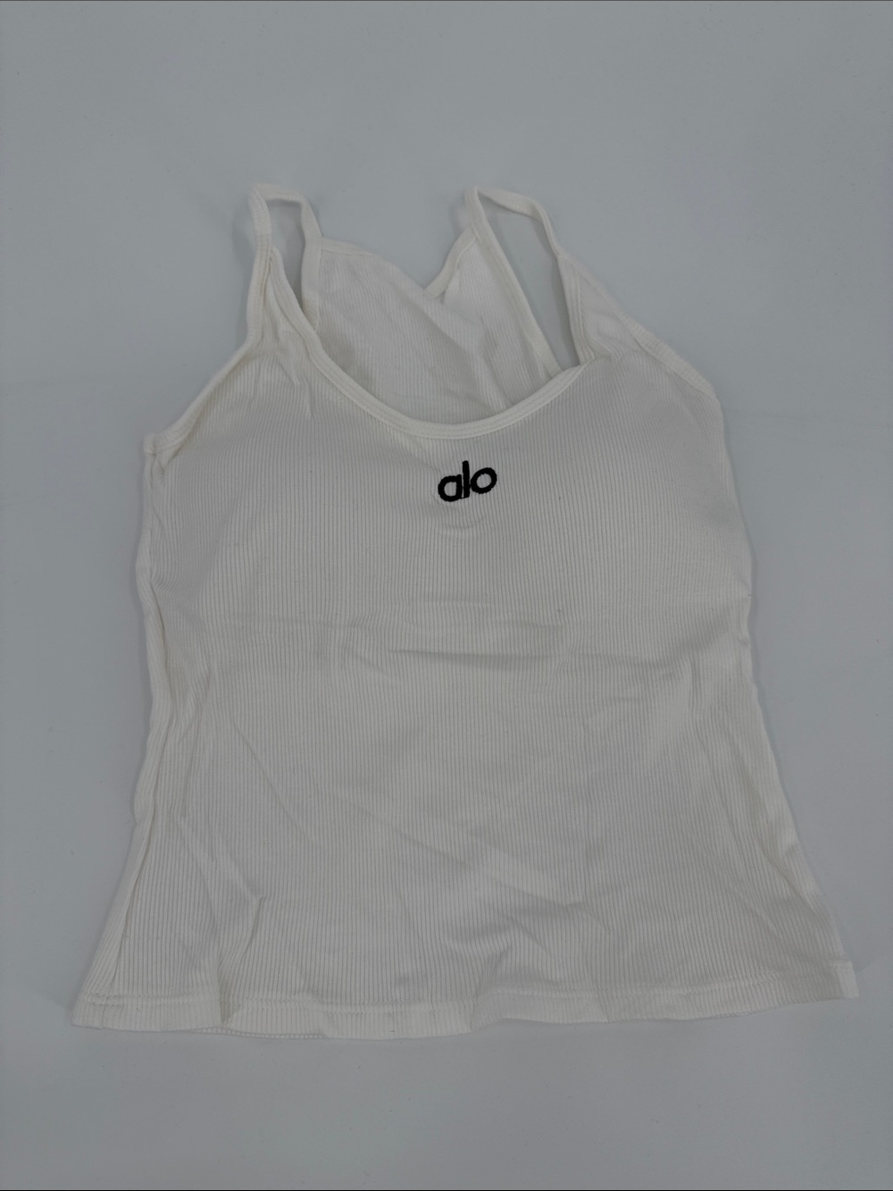 ALO Yoga White Ribbed Double-Strap Camisole